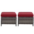 thumbnail image 2 of Unnifurnzi Outdoor Ottoman Set of 2-All Weather Wicker Outdoor Footstool with Removable Cushions Outdoor Olefin Fabric Patio Ottoman for Deck Porch Balcony Garden-Gray/Red, 2 of 7