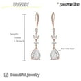 thumbnail image 6 of PYNZY Women's Dangle Drop Cubic Zirconia Jewelry Earrings Rose Gold Plated for Bride Wedding as Female Birthday Gifts, 6 of 6
