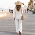 thumbnail image 7 of Linen Two Piece Sets for Women V Neck Zipper Matching Sets Loungewear Fall Travel Outfits Fashion 2026 ,2XL, 7 of 7