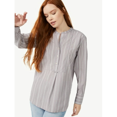 Free Assembly Women's Bib Tunic Top with Long Sleeves