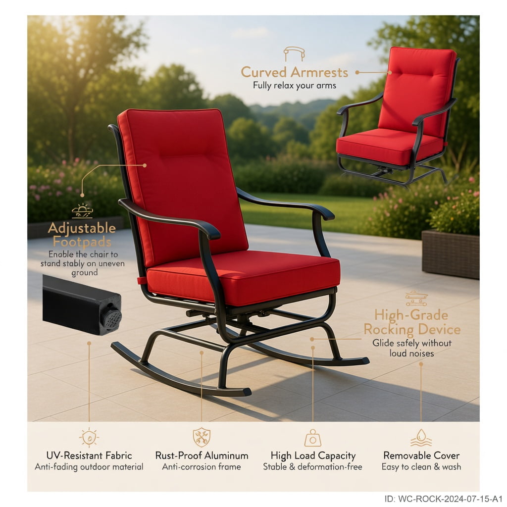 Hommoo 4-Piece Outdoor Patio Conversation Set, Steel Frame with Polyester Cushions, Includes Loveseat, 2 Chairs & Side Table for Backyard, Poolside & Garden, White & Blue