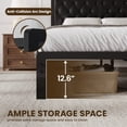thumbnail image 3 of Lifezone Bed Frame with Upholstered Headboard, Queen, Metal Support, No Box Spring Needed, Modern Black, 3 of 7