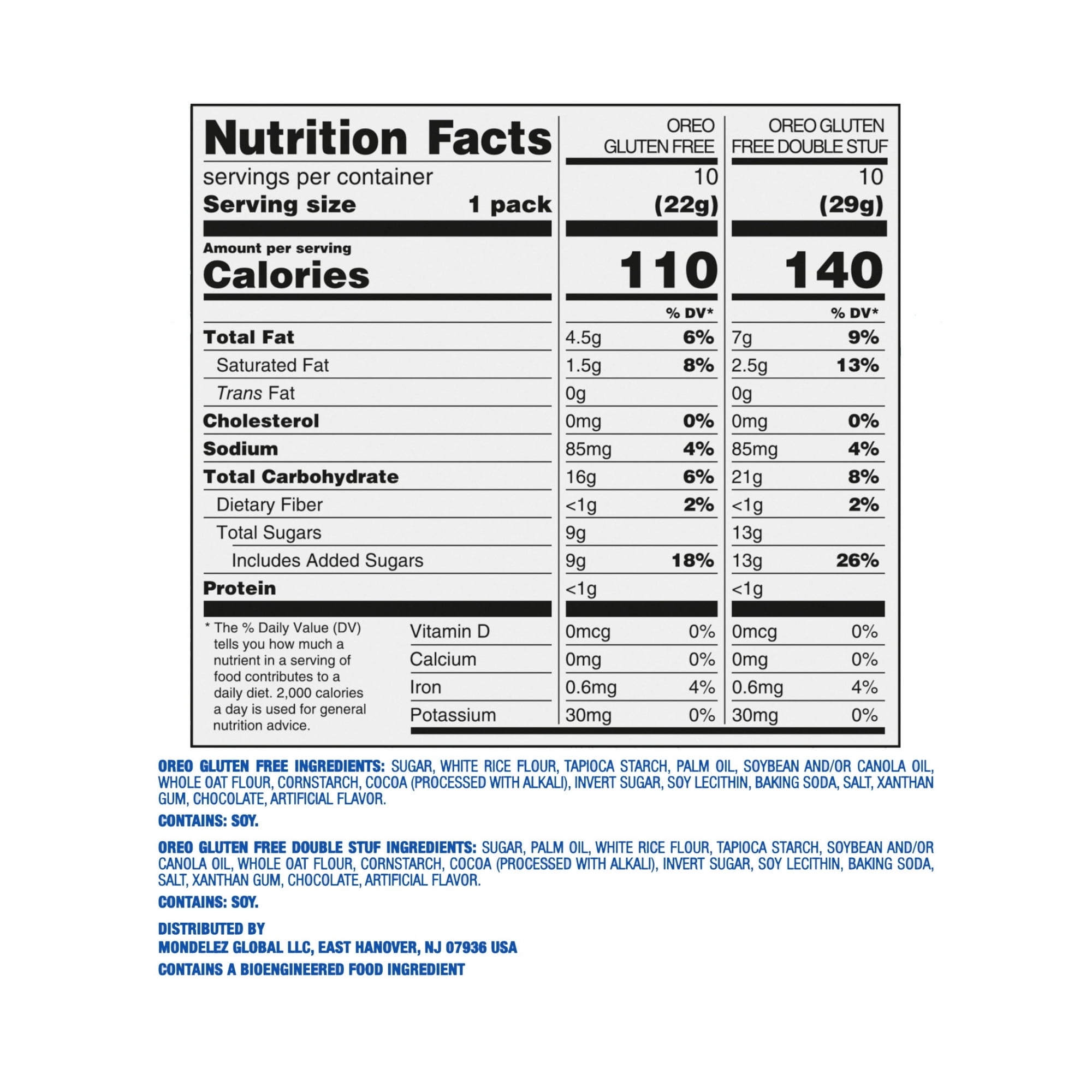 OREO Gluten Free Original & Double Stuf Chocolate Sandwich Cookies Variety Pack, 20 Snack Packs