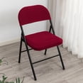 thumbnail image 2 of Folding Dining Chair Seat Cover and Back Cover Set Solid Color Jacquard Stretch Chair Slipcover (NO Chair), 2 of 6