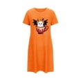 thumbnail image 5 of Tnhcen Women's Spooky Season Sleepwear Plus Size Cartoon Print Short Sleeve Dress Round Neck Soft Polyester Spandex S-2XL for Cozy Halloween Nights, 5 of 5