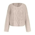 thumbnail image 5 of Ediodpoh Oversized Knit Sweater Soft Yarn Pullover Casual Winter Warm Pattern Crewneck Top for Fall Season Oversized Sweaters for Women Beige M, 5 of 5