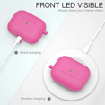 thumbnail image 4 of Airpods Pro Étui, Coque en Silicone Souple Absorbant les Chocs avec Porte-Clés [LED avant Visible] (Barbie Rose), 4 of 5