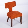 thumbnail image 4 of Mid Century Modern Dining Chairs Set of 2, Farmhouse Linen Upholstered Accent Chairs with Curved Backrest & Copper Nails, Solid Hardwood Frame Kitchen Dining Chairs, Orange, 4 of 9