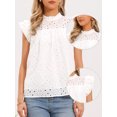 thumbnail image 2 of DARING DIVA Women's Summer Eyelet Tops Casual Cap Sleeve Ruffle Cotton Blouse XS White, 2 of 6