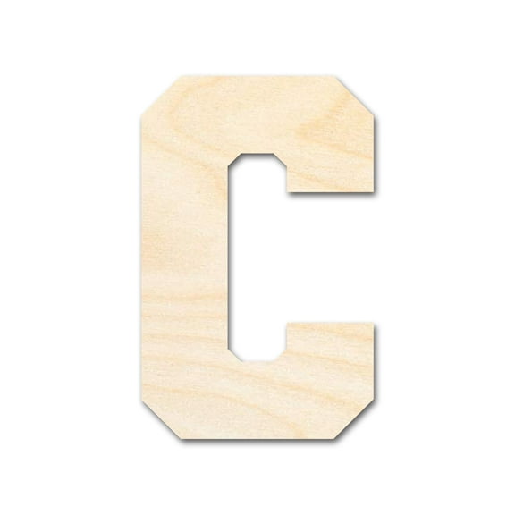 Unfinished Wood Varsity Team Font - C Shape 10" / 3/4"