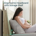 thumbnail image 3 of Linsy Home Full Bed Frame With Ergonomic Headboard & Storage Shelf, Wood Platform Bed Frame with Lights, Outlets & USB, Off-white, 3 of 7