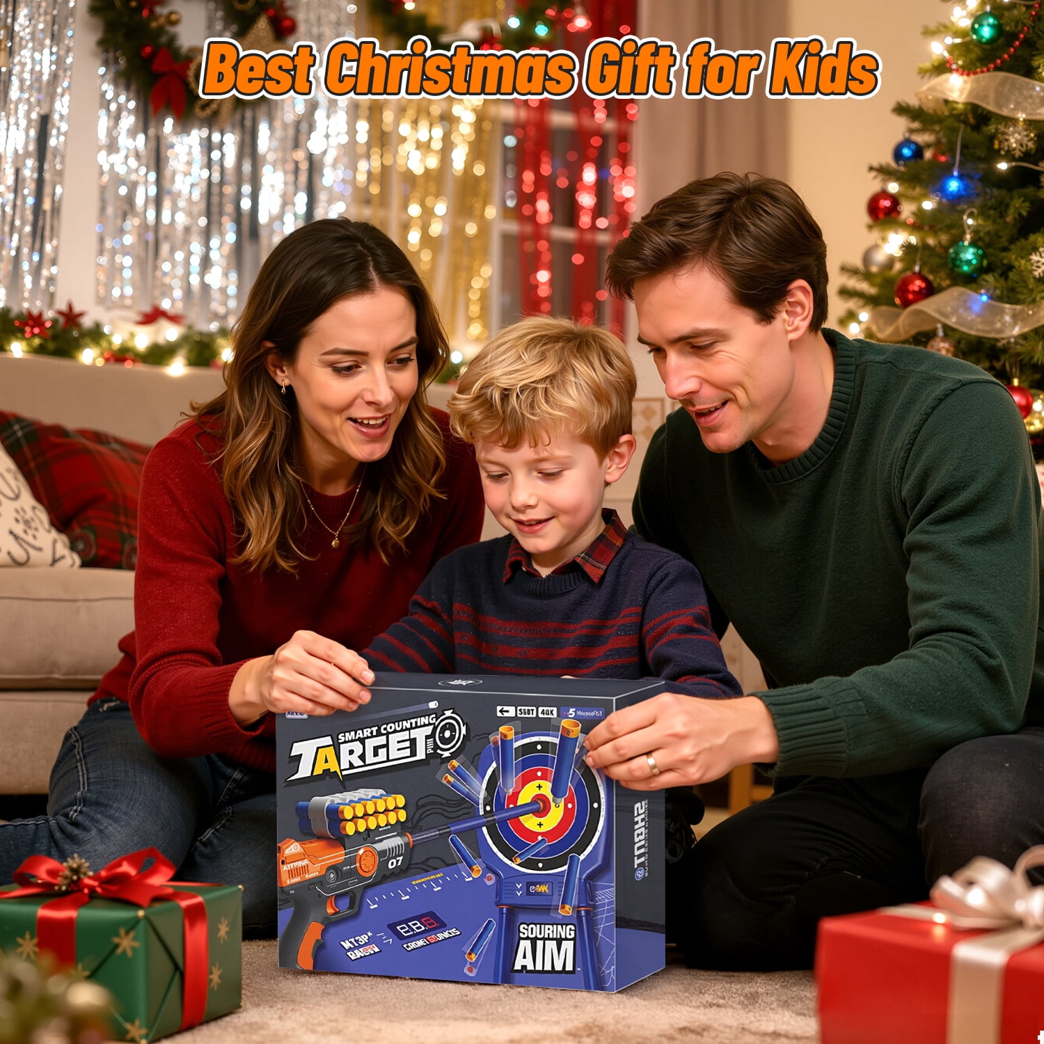 Carsky Electronic Scoring Target Shooting Toy, 2 Foam Dart Blasters & 20 Darts, Interactive Shooting Game Set for Kids Ages 6-12, Indoor Outdoor Boys Gift