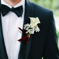thumbnail image 4 of Cute Calla Rhinestone Groom Bridal Wedding Corsage Cream Red, 4 of 6