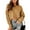 Brown, variant on Women's V Neck Long Sleeve Cable Knit Oversized Cropped Sweater Pullover