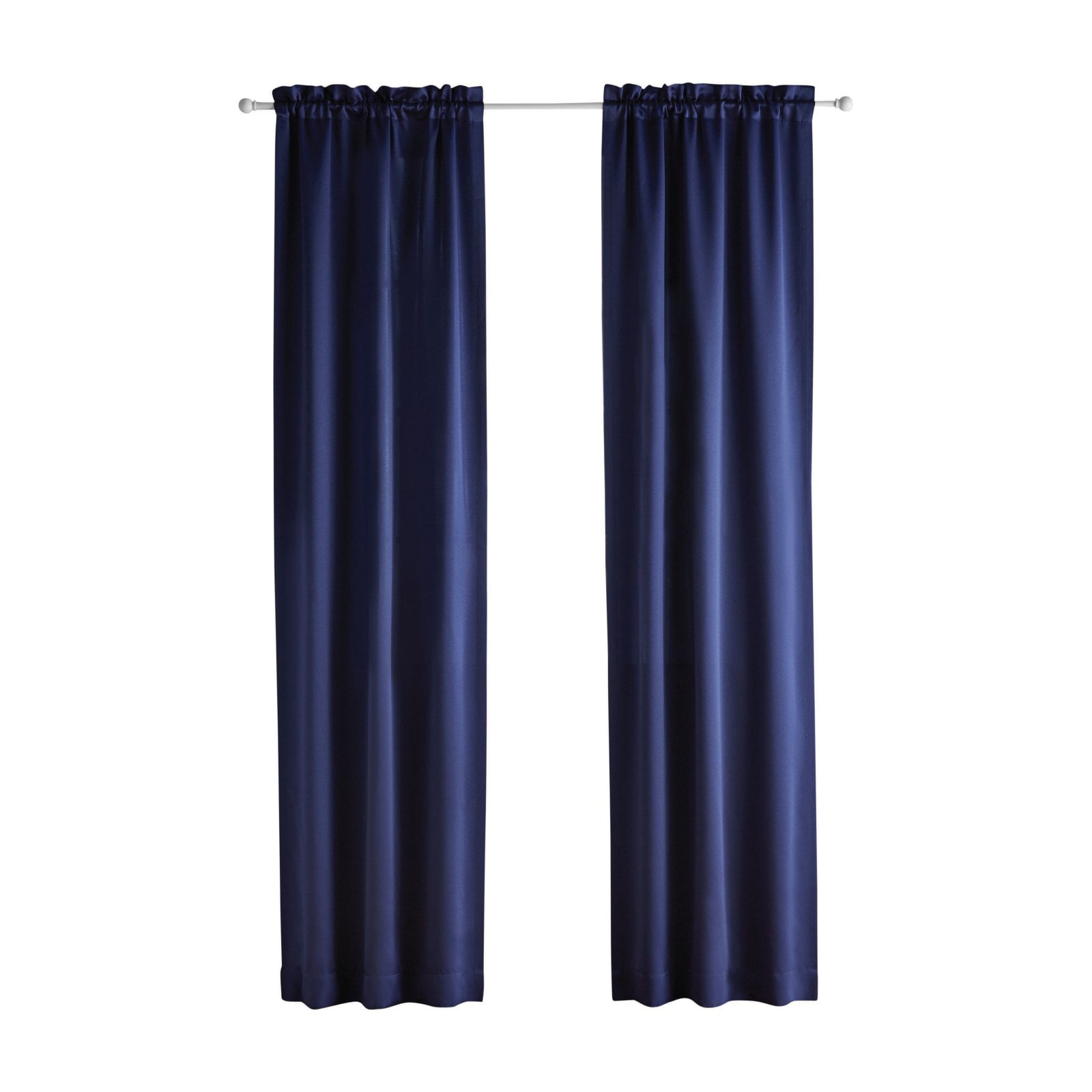 Your Zone Solid Color Room Darkening Rod Pocket Curtain Panel Pair, Set of 2, Blue, 30 x 84