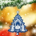 thumbnail image 7 of Blue Christmas Tree Shape Nativity Scene Decoration, 2D Flat Memorial Pendant, 3.15 Inch, 7 of 7