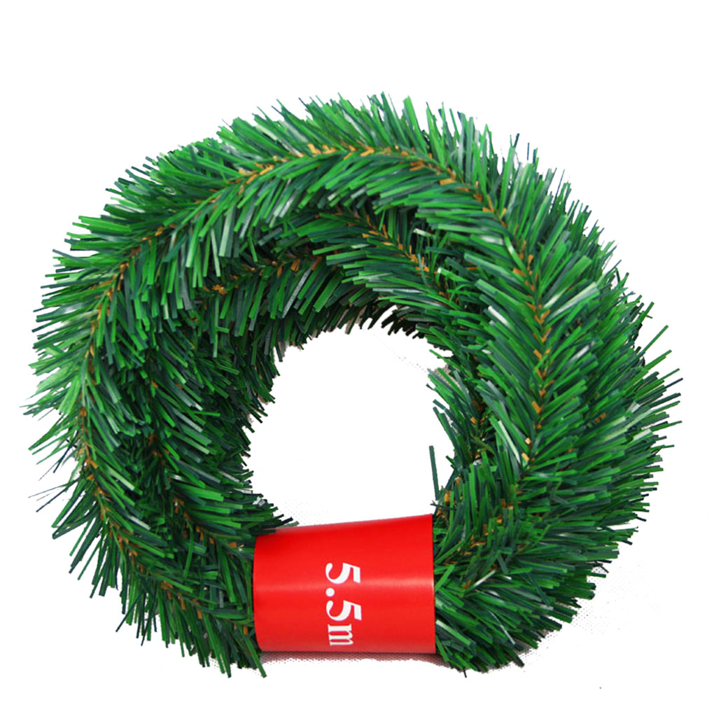 5.5m Green Artificial Christmas Garland Wreath Xmas Tree Fireplace Decorations Christmas Pine Garland Decor Green Xmas Garland Soft Greenery Garland for Home Garden Wedding Party Christmas Garland