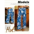 thumbnail image 6 of Xuanfei Women Floral Print Wide Leg Drawstring Tie Waist Long Pants, 6 of 7