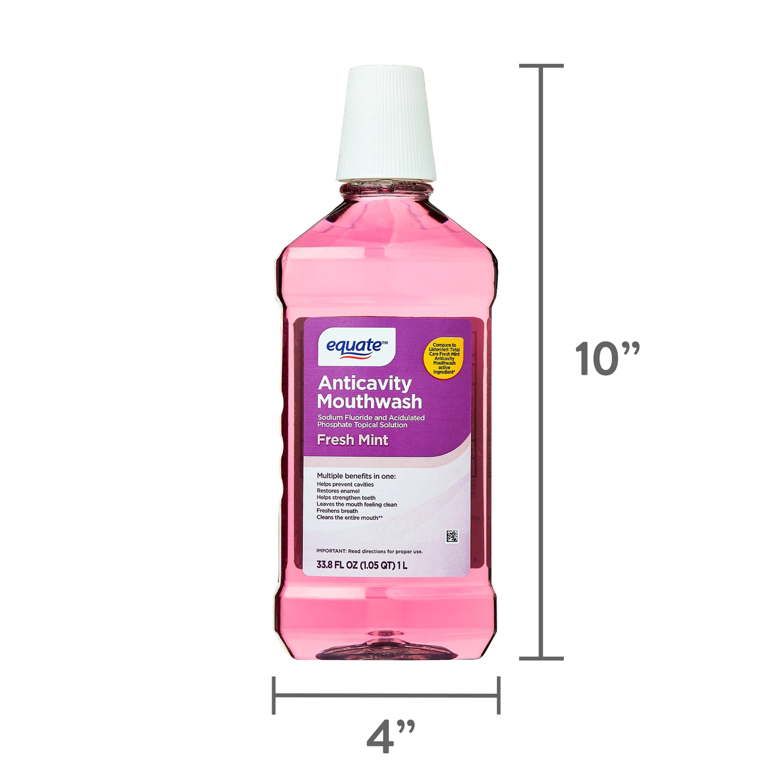 Equate Anticavity Mouthwash, Fresh Mint, 1 L