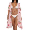 thumbnail image 2 of HELLHERO Pink Strawberry Hearts Bathing Suit Cover Up High Quality Fabrics Washable Free Size Long Kimono Swimsuit Cover Up for Women, 2 of 5