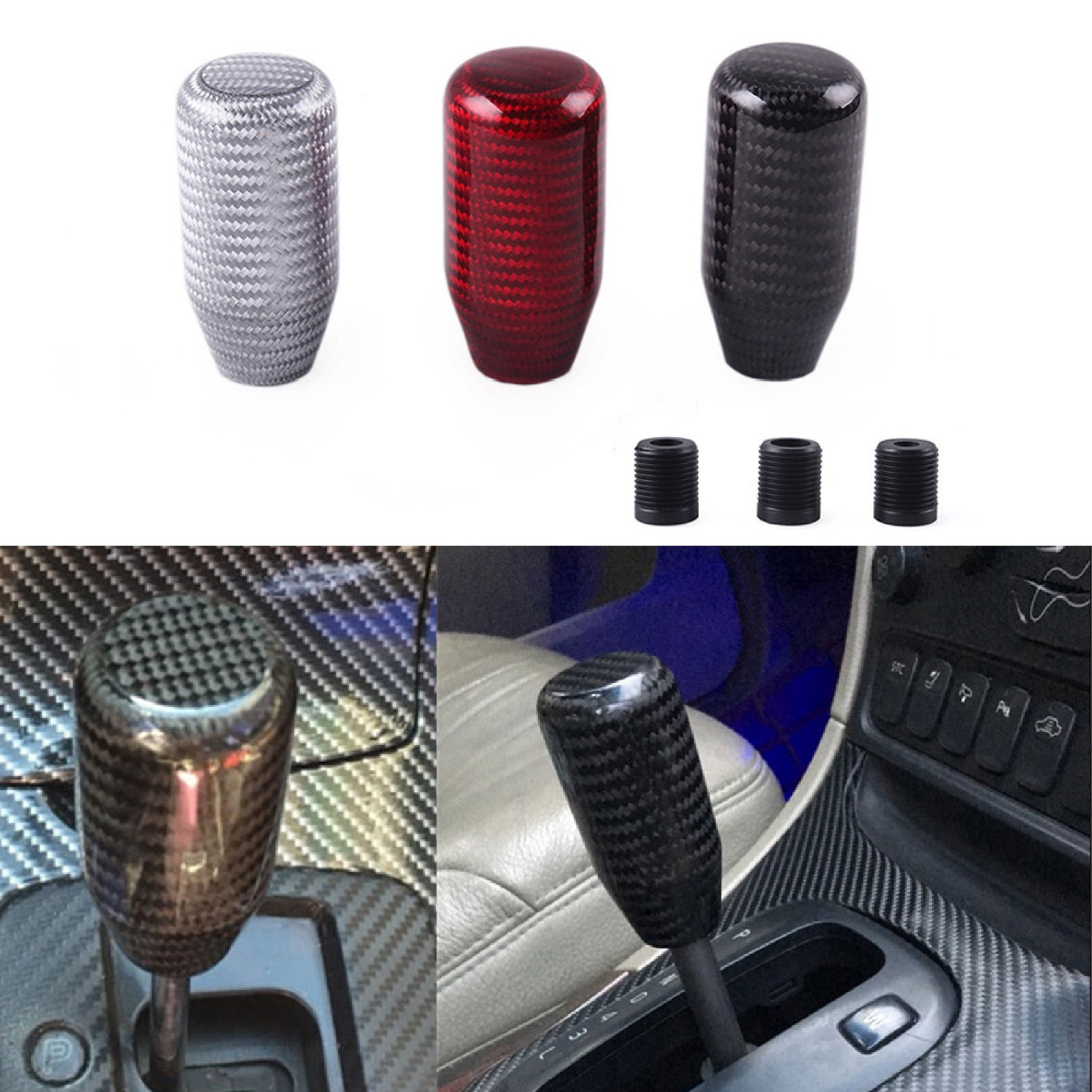 Walbest Carbon Fiber Shift Knob Universal Shift Knobs with 3 Adapter