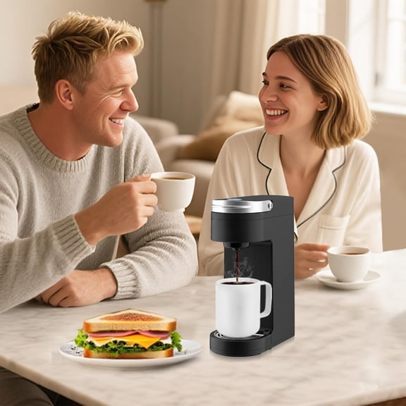 Slim Single Serve Coffee Maker for K Pods, One Cup Coffee Maker Fits 7.3" Travel Mugs, Coffee Machine with 6 to 12oz Brew Sizes