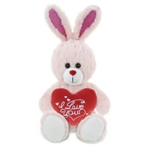 DolliBu I LOVE YOU Sparkling Plush Rose Gold Bunny - Cute Stuffed Animal with Heart for Valentines, Anniversary, Romantic Date, Boyfriend or Girlfriend Gift - 8 Inches