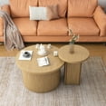 thumbnail image 5 of Nesting Coffee Table Set of 2, Wooden Round Coffee Table, Modern Circle Side Table, Accent End Side Table for Living Room, Office, Balcony, 5 of 8
