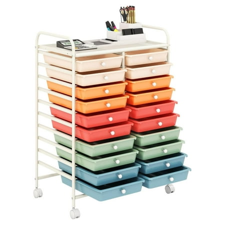 

Keeomi 20-Drawer Rolling Storage Cart Multipurpose Rolling Storage Cart Storage Organizer on Wheels Durable Metal Frame Scrapbook Paper Tools Suitable for Office School (Macaron)