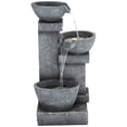 thumbnail image 6 of Three Bowls 32 1/4" High Large Modern Indoor Outdoor Decor Gray Faux Stone Floor Fountain w/ Light LED Cascading, 6 of 9