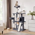 thumbnail image 2 of Yaheetech 63" Multi-Level Cat Tree with Condo, Hammock, Basket & Scratching Ramp, Dark Gray, 2 of 7