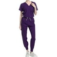 thumbnail image 2 of Hanen Scrubs for Women Set Modern V Neck Scrub Top & Cargo Pants Nursing Scrubs with 6 Pockets, 2 of 6