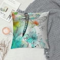 thumbnail image 2 of Chilfamy  Blue Green Tie Dye Throw Pillow Covers,Black Dragonfly Pattern Pillow Covers,Wild Animal Cushion Covers,Black Natural Plants Print Decorative Pillow Covers 24x24in, 2 of 5