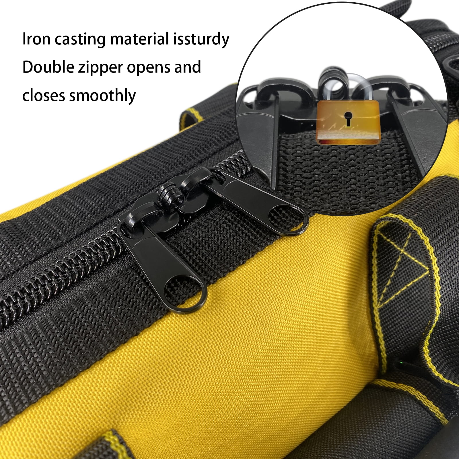 Yongzhenlite Garden Tools Bag 16inch Wide Mouth Tool Bag with Molded Base for Men heavy Duty,600D polyester fabric (Yellow color)