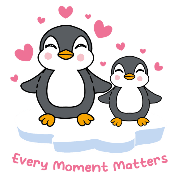 Adhesive Vinyl Art 20" x 21" Mother And Nestling Penguin Animals Home Wall Decoration Sticker Every Moment Matters Quotes Design Kids Bedroom Nursery Wall Decal