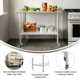 thumbnail image 3 of Flash Furniture 30x48 Portable Prep and Work Table with NSF Certified 18 Gauge Stainless Steel Top Shelf, Galvanized Steel Undershelf, 4 Casters with 2 Locking, 3 of 8