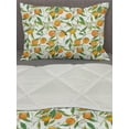 thumbnail image 3 of Green and Orange Comforter & Sham Bedding Set, Orange Branches with Flowers and Leaf Pattern Exotic Fruits, 3 pcs Duvet Set Microfiber Filling Quilt, 5 Sizes, Fern Green Orange Yellow, by Ambesonne, 3 of 4