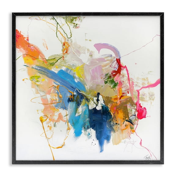 Confident Pink Abstraction Black Framed Giclee Art, design by Design Fabrikken