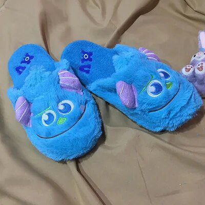 Zapatillas de la Universidad de monstruos de Anime, zapatos antideslizantes, cálidos, lindos, dibujos animados, Disney Monster, Inc, Mike Wazowski, Sullivan, Invierno