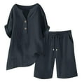 thumbnail image 4 of Conjunto de 2 piezas para mujer: blusa de pierna ancha y pantalones elásticos, cuello en V, ropa informal para el día a día, para todas las estaciones, tallas S/XXXXXL, 4 of 6
