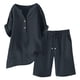 thumbnail image 4 of Conjunto de 2 piezas para mujer: blusa de pierna ancha y pantalones elásticos, cuello en V, ropa informal para el día a día, para todas las estaciones, tallas S/XXXXXL, 4 of 6