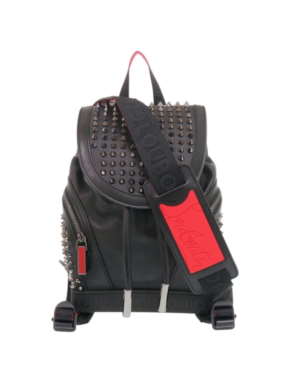 Pre-Owned Christian Louboutin Explorer Funk Studded 3215038 Leather Black Backpack Daypack 0180