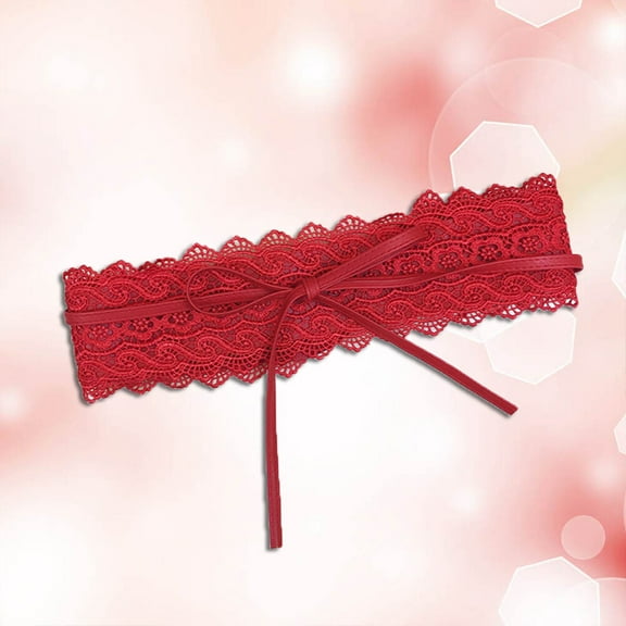 ROMANSENTIAL Wide Cinch Belt Waistband for Dresses Faux Pu Leather Adjustable Red 1Pack