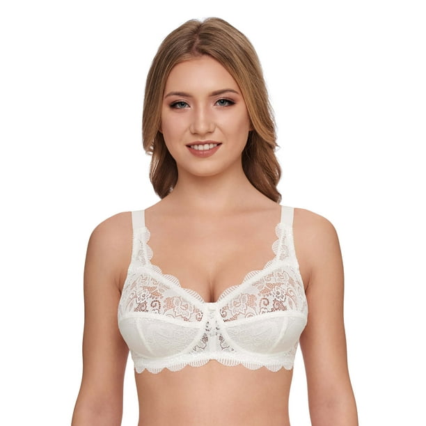 Susa 7814-2 Latina Champagne Off White Floral Lace Non-Padded Non-Wired  Soft Bra 46D 