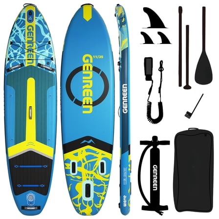 Genreen Inflatable Fishing Paddle Board 11" Stand up Paddle Board with Full SUP Premium Accessories