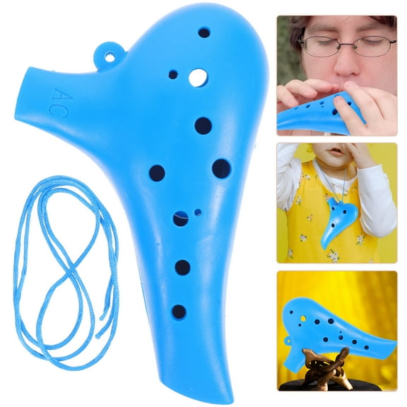 KONTONTY Compact Blue 12 Hole Ocarina Instrument for Beginners and Music Lovers
