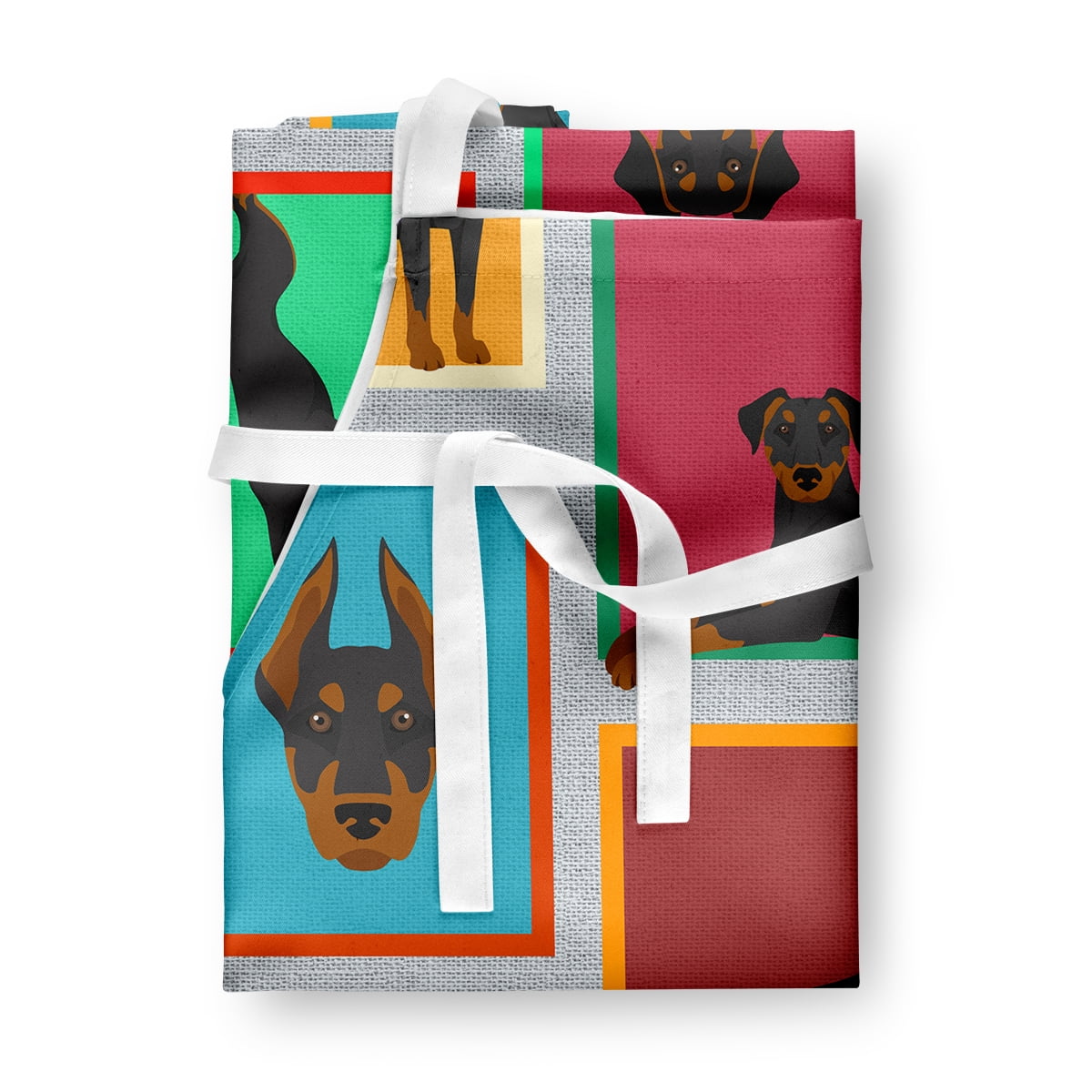 Lots of Doberman Pinscher Apron 27 in x 30 in