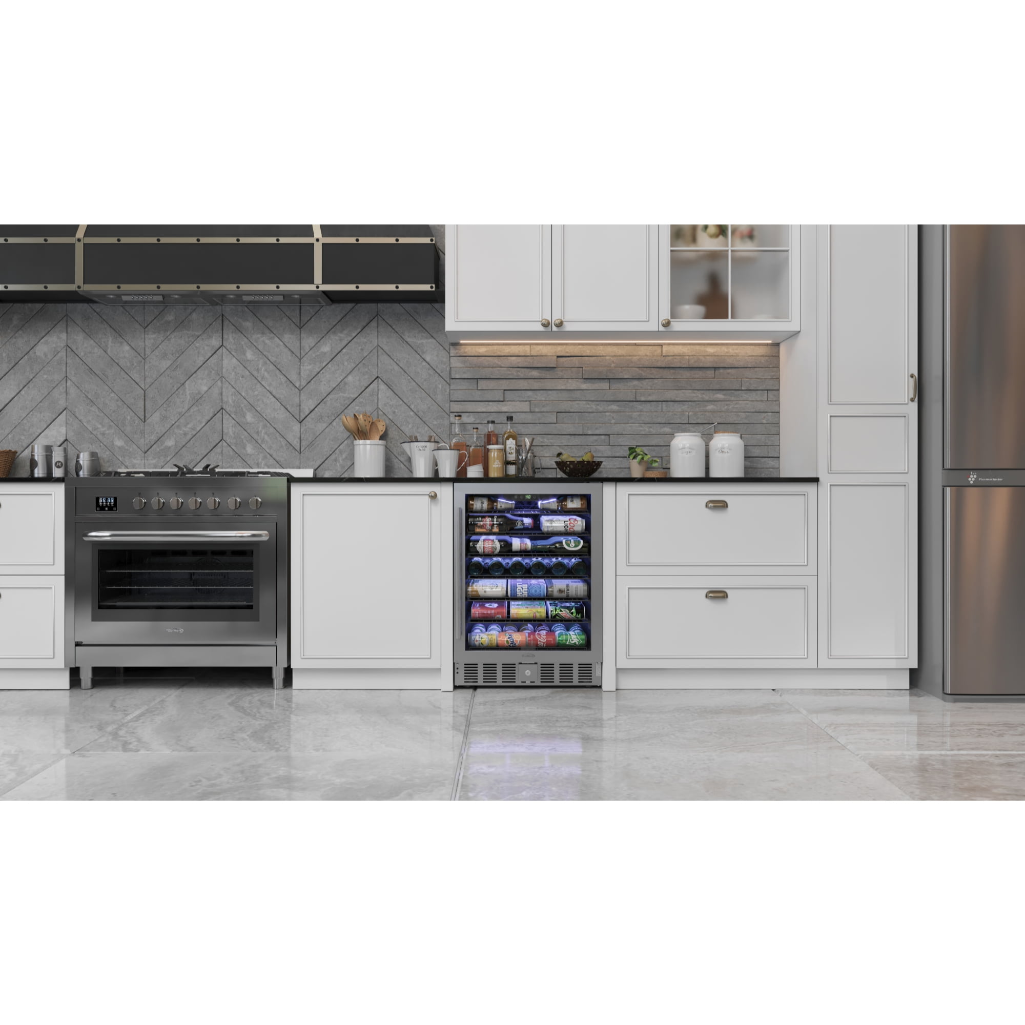 KoolMore 23.4 in. Stainless Steel, Glass-Door Built-In Refrigerator and Beverage Cooler, 5 Cu. ft.