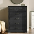 thumbnail image 3 of FANRAL Tall Dresser for Bedroom with 6 Drawers Chest of Drawers,Wooden Dresser Storage Cabinet with Metal Handles,Black Dresser, 3 of 8
