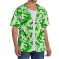 thumbnail image 2 of Balery Green Lizard Camisa Casual de Manga Corta con Botones para Hombre, Texturizada, Estilo Cubano, para Playa, Verano-4X-Large, 2 of 5